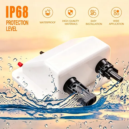 Miniatura 5 de Caja de prensaestopas solar de doble cable con cable de extensión solar suave 10AWG de 0.33 pies, glándula de entrada solar de ABS impermeable