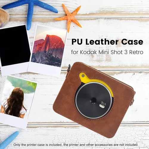 Miniatura 2 de Funda protectora para cámara instantánea e impresora fotográfica Kodak Mini Shot 3, piel sintética, con correa ajustable extraíble