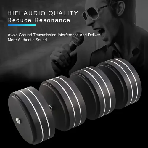 Miniatura 3 de Tertullus 4 pies de altavoz, picos de altavoz de 2.283 x 0.866 in, pies de aislamiento de alta fidelidad, soportes de aluminio, almohadillas de Negro