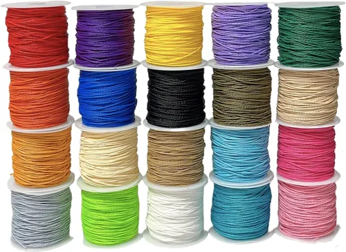 Cordón de poliéster encerado,Hilo de pulsera de 20 rollos,Cordón encerado para la fabricación de joyas, harnico0062