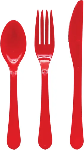 Miniatura 7 de Party Essentials - Paquete combinado de cubiertos de plástico extra resistentes, tamaño completo, cuchillos/tenedores/cucharas, negro, juego para 8