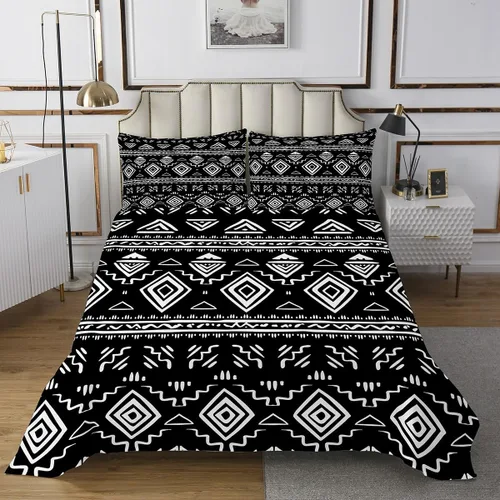 Miniatura 2 de Erosebridal Juego de edredón tribal bohemio azteca negro blanco étnico bohemio juego de colcha Queen Western Southwestern juego de ropa de cama