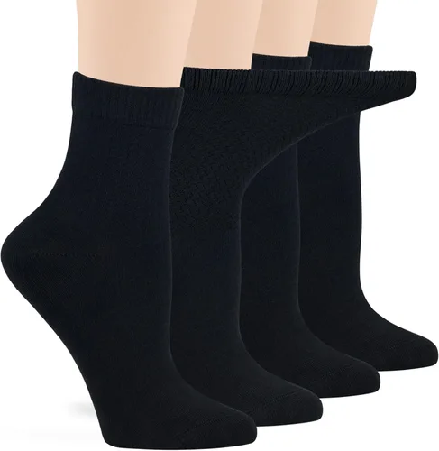 Miniatura 76 de 7BIGSTARS KINGDOM Women's Cotton Quarter Non-Binding Diabetic Fashion Socks-L-M-4 Pack-Multicolor
