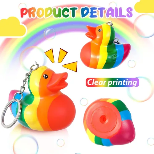 Miniatura 4 de Deekin Pride Rainbow Rubber Ducks Keychain Gay Pride Cruise Rubber Ducks for Colorful Birthday LGBT Party Favors Gift Favors