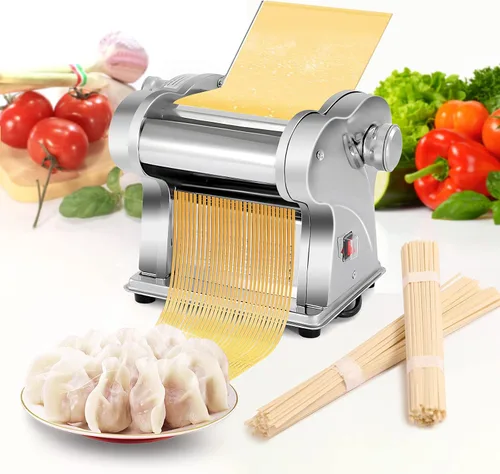 Máquina eléctrica para hacer pasta WICHEMI, rodillo de pasta y espaguetis, prensa de fideos de acero inoxidable de 135W para uso doméstico familiar