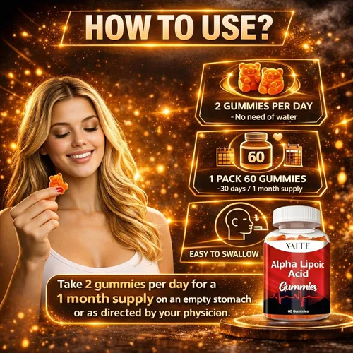 Miniatura 4 de Gomitas de ácido alfa lipoico – Suplemento antioxidante ALA extra fuerte para la salud cerebral y apoyo nervioso – Sin OMG, veganas, sin gluten – 60