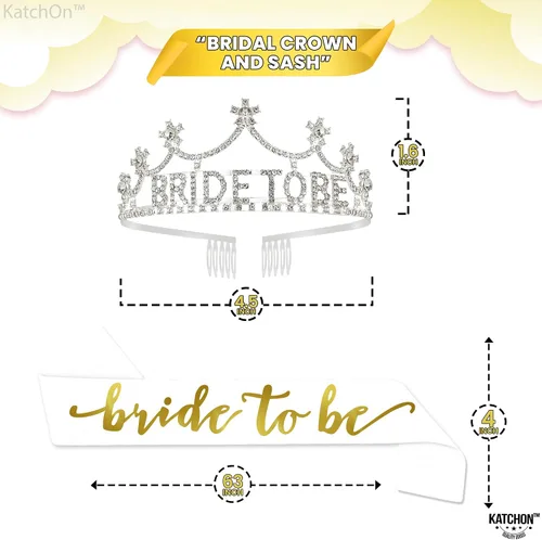Miniatura 4 de KatchOn, Banda dorada para la novia y la novia – Paquete de 2 Decoraciones de despedida de soltera Tiara y banda de novia Banda y corona