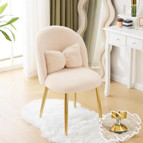 Miniatura 14 de VINGLI Silla de Maquillaje de Pétalo con Respaldo, Silla de Escritorio Linda para Niñas Sin Ruedas, Silla de Comedor Moderna, Pequeña Silla
