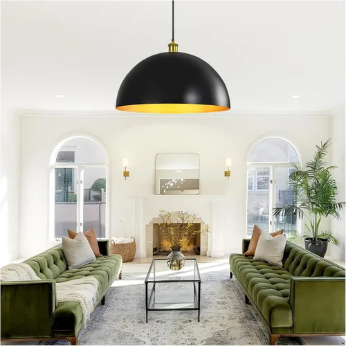 Miniatura 20 de Lámpara Colgante de Granja Negra Accesorios de Lámpara Colgante - Luces Colgantes de Isla de Cocina de 16 pulgadas Luces Colgantes Industriales