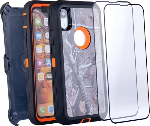 Miniatura 5 de Funda para iPhone XR (6.1 pulgadas) con 2 protectores de pantalla Resistente de cuerpo completo de grado militar protección contra caídas Funda