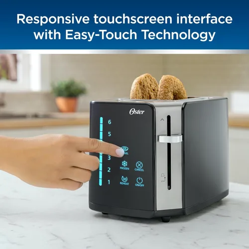 Miniatura 2 de Oster Tostadora de 2 rebanadas con tecnología Easy Touch y temporizador digital de cuenta atrás, acero inoxidable