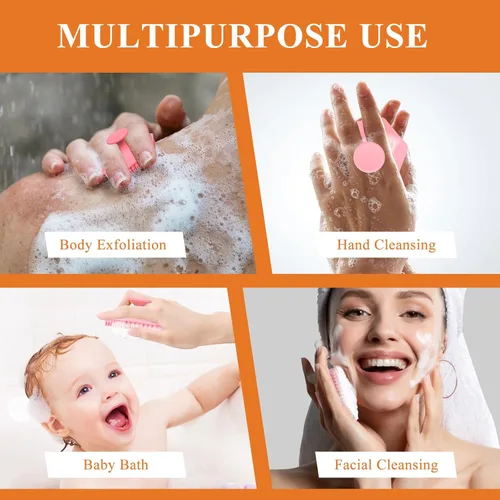 Miniatura 2 de VWMYQ Exfoliante Facial de Silicona para Hombres, Almohadilla Exfoliante Suave y Masajeador, Cepillo de Limpieza Facial de Silicona Cepillo de Rosado
