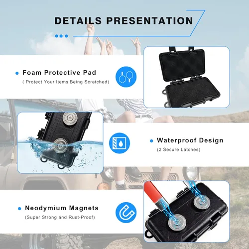 Miniatura 3 de Portallaves Magnético Debajo del Automóvil, Caja Magnética Impermeable para Llaves, Oculta una Llave en el Exterior con 2 Imanes Fuertes, Escondite