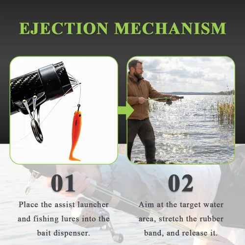 Miniatura 5 de SUFFUSE Caña de catapulta de pesca, cañas de pesca portátiles de fibra de carbono y carretes combo para proyectar señuelos, equipo de pesca compacto