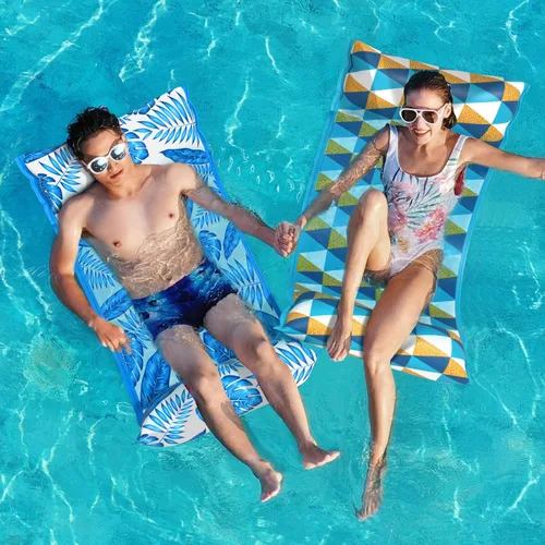 Miniatura 7 de Jasonwell Hamaca de Agua Flotadores para Piscina - PAQUETE DE 2 Flotadores de Hamaca de Piscina Inflables de Tela 4 en 1