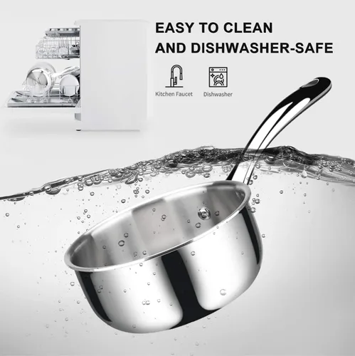 Miniatura 6 de Duxtop Cacerola Whole-Clad Tri-Capa de Acero Inoxidable con Tapa, 1.6 Cuartos, Utensilios de Cocina para Inducción