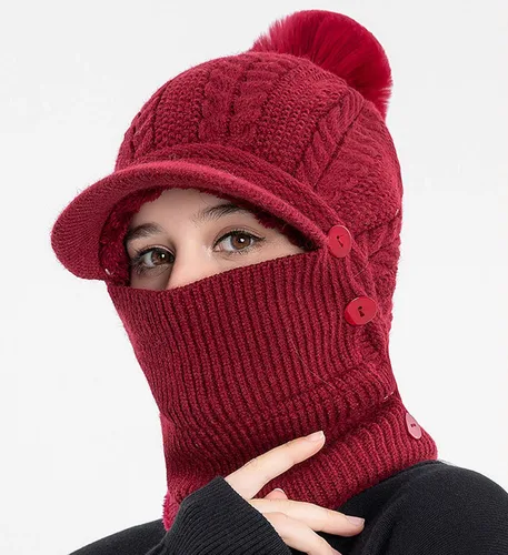 Miniatura 58 de HUAMULAN Gorro de invierno de una pieza para mujer, pasamontañas de forro polar, pasamontañas, máscara facial, bufanda, orejeras, esquí, nieve