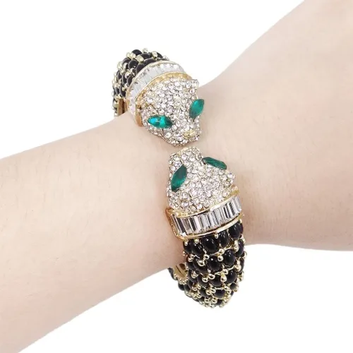 Miniatura 2 de EVER FAITH Cristal austriaco adorable besos leopardo animal pulsera oro