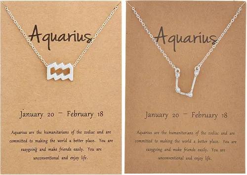 Juego de 2 collares del zodiaco – Collar con colgante de 12 constelaciones, collar con signo del zodiaco para mujer, cumpleaños y astrología