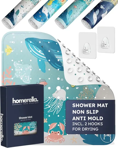 Miniatura 12 de homerella Tapete de ducha antideslizante antideslizante para cabina de ducha interior, tapete de ducha antideslizante cuadrado de 21 x 21 pulgadas