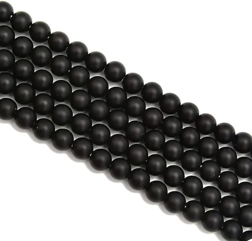 Miniatura 3 de Cuentas sueltas de gemas naturales redondas de 0.039 pulgadas de ónix negro de 0.039 pulgadas para hacer joyas y hacer bricolaje Agujero grande