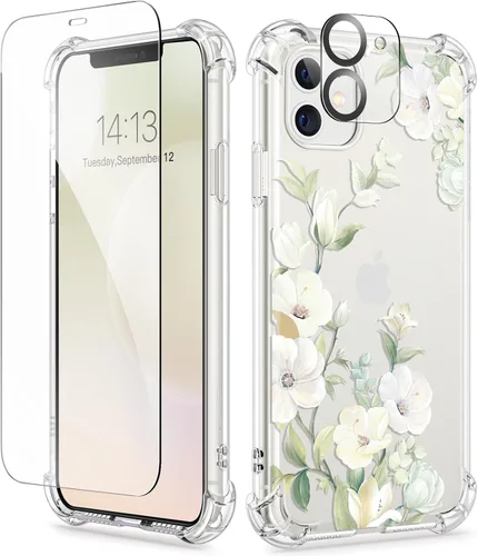 Miniatura 103 de GVIEWIN - Funda floral para iPhone 14 de 6.1 pulgadas, protector de pantalla + protector de lente de cámara, no se amarillenta, a prueba de golpes
