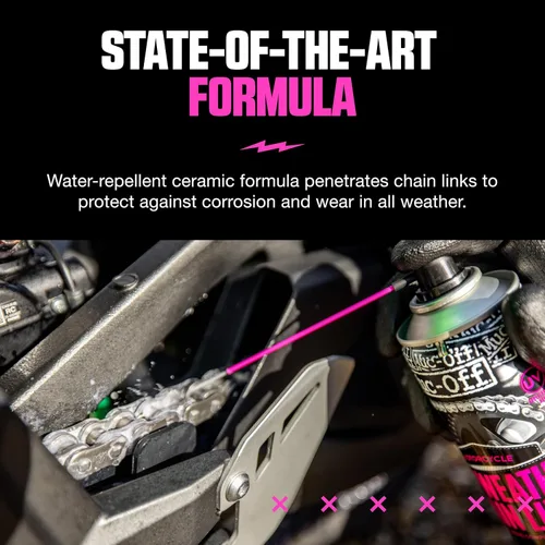 Miniatura 4 de Muc Off - Lubricante para cadena de motocicleta para todo clima, 400 mililitros - Spray lubricante para cadena de motocicleta premium - Formulado