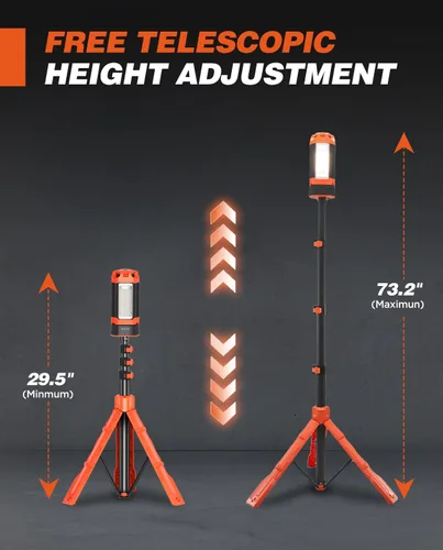 Miniatura 5 de Saker Luz de campamento portátil con soporte de 73.2 pulgadas, luz de trabajo recargable de 800/3200 lúmenes, 4000/6500 K, linterna de emergencia