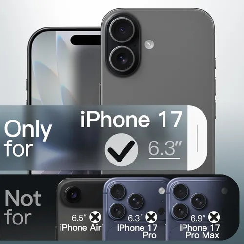 Miniatura 2 de JETech Funda mate para iPhone 17 de 6.3 pulgadas, protección contra caídas de grado militar, carcasa trasera translúcida esmerilada minimalista