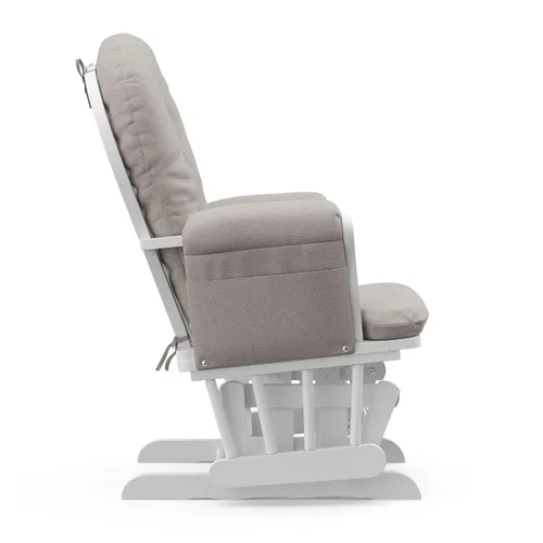 Miniatura 10 de Storkcraft Planeador de Aro Premium y Otomana (Remolino Blanco/Taupe) — Planeador de Guardería Certificado GREENGUARD Gold, Artesanía de Madera