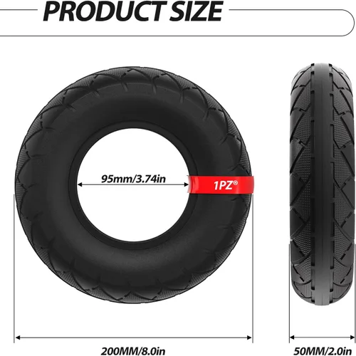 Miniatura 3 de 1PZ Reemplazo de neumáticos sólidos de 200 x 50 (8 x 2) para Razor E100 E150 E175 E200 Gas Scooter Schwinn Bladez Mongoose Dune Buggy ePunk Crazy