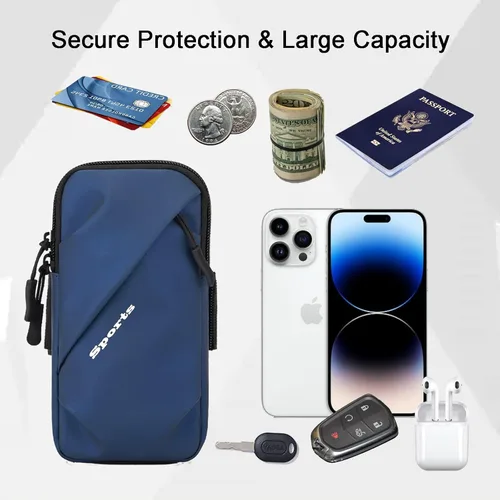 Miniatura 3 de Bandas para el brazo para teléfono, pequeña bolsa cruzada con correa para el brazo, se adapta a iPhone y todos los teléfonos celulares, uso para Azul