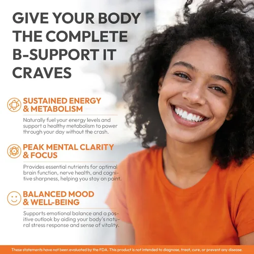 Miniatura 4 de Complejo de vitamina B con taurina B1, B2, B3, B5, B6, B7, B9, B12 taurina - Apoyo inmunológico, metabolismo energético y sistema nervioso