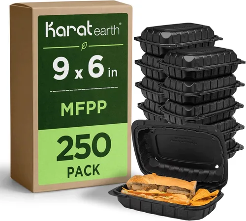Miniatura 11 de KARAT EARTH Clamshell - Recipientes de alimentos para llevar [6 x 6 pulgadas - 400 quilates] para llevar, aptos para microondas, congelador