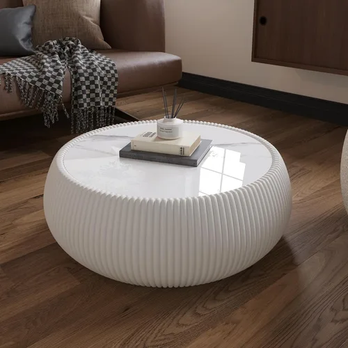 Miniatura 20 de Mesa de centro moderna, mesa de té central circular de 15.75 pulgadas, mesa de cóctel, mesas de centro redondas cilíndricas para sala de estar