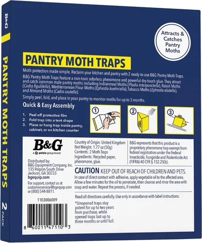 Miniatura 2 de B&G Trampas para polillas de despensa con feromonas Prime (paquete de 2), prevención de polillas de cocina inodoras, trampas para polillas de comida