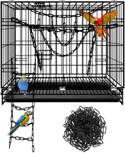 Miniatura 3 de 200 piezas de eslabones de plástico negro y juguetes - Clip en C entrelazado para jaula de pájaros accesorios para periquitos, planeadores