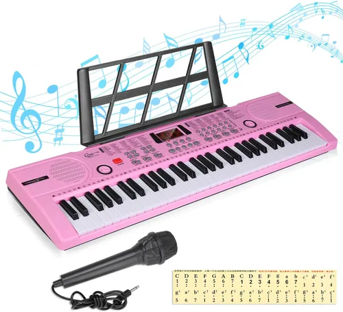 Miniatura 11 de Teclado de piano iluminado para principiantes, adultos, adolescentes, niños, teclado electrónico de música de 61 teclas con modos de enseñanza