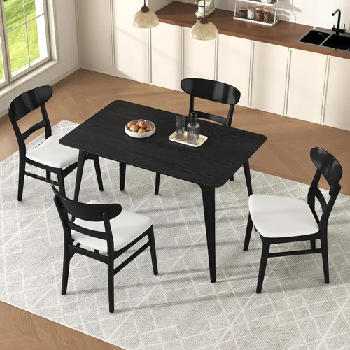 Miniatura 13 de Dining Chairs Set of 2, Mid Century Modern Dining Chairs with Curved Backrest and Wood Legs, Walnut Finished Frame Upholstered Dining Room Chairs