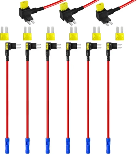 Adaptador de grifo de fusible Micro2 (paquete de 6) - Kit de adición de circuito con fusibles | Universal para automóviles, camiones, SUV - Sin