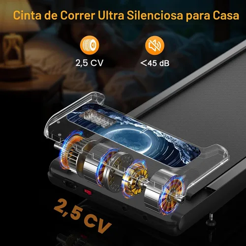 Miniatura 4 de Almohadilla para caminadora con 0-8% de inclinación, alfombrilla de caminadora de 2.5 HP para el hogar y la oficina, cinta de correr portátil