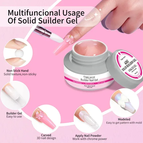 Miniatura 3 de Gel constructor sólido para uñas, 8.47 oz, 4 onzas, kit de uñas de gel constructor, no pegajoso para extensión de uñas, solución de engrosamiento