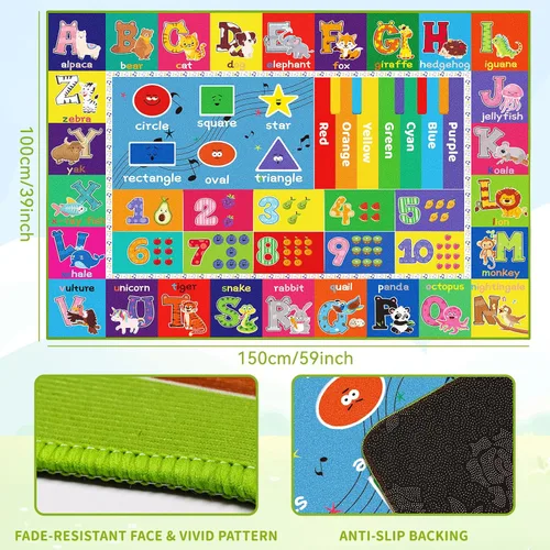 Miniatura 4 de ABC - Alfombra infantil para sala de juegos, alfombra de juego educativo para niños, alfombras preescolares con ABC, números, alfombras