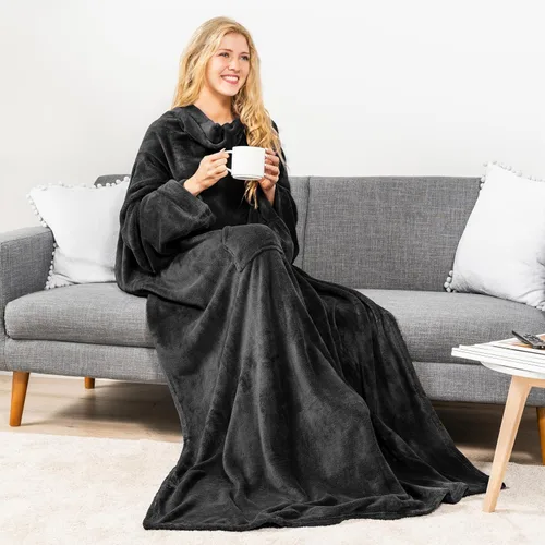 Miniatura 5 de PAVILIA Wearable Blanket with Sleeves for Adult Women Men, Cozy Fleece Warm Wrap Throw with Arms, Gifts for Christmas, Wife