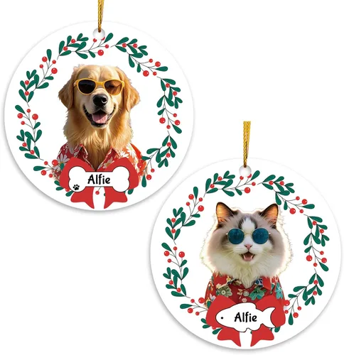 Miniatura 9 de Adornos personalizados para árbol de Navidad con nombre de foto, adorno personalizado para mascotas, adornos de primera Navidad para perros, regalos