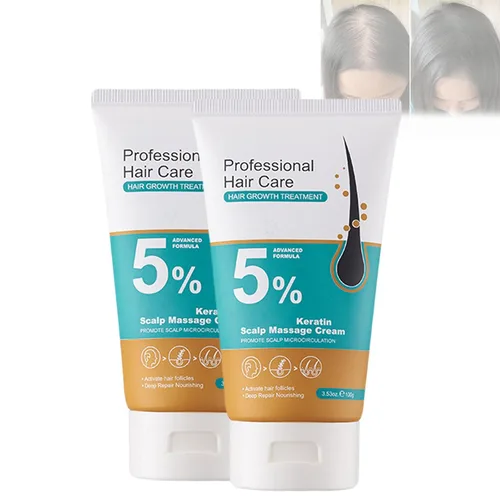 Crema de masaje de cuero cabelludo de minoxidil al 5 % para el crecimiento del cabello, crema de minoxidil profesional, rápido crecimiento y 2 pzas