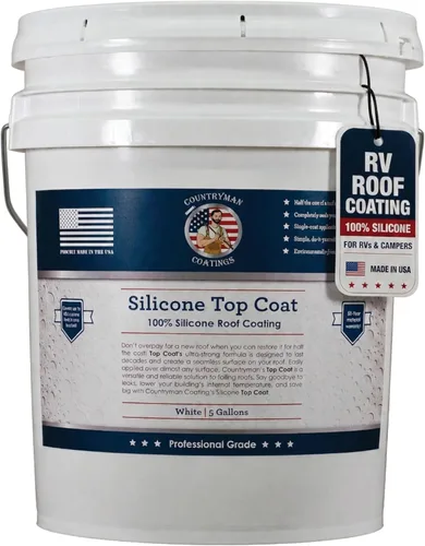 Countryman Coatings Revestimiento para Techo 100% Silicona - Restaura Tu Techo en un Día - Sella Filtraciones, Grietas, Juntas, Penetraciones - Se