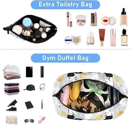Miniatura 4 de Gym Bag Forget-me-not Flower Travel Duffel Bag - Sports Gym Bag with Dry Wet Pocket Cosmetic bag & Shoes Compartment for Women and Men