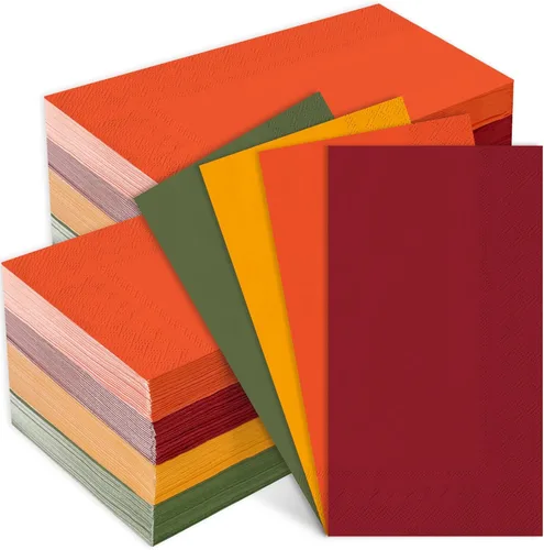 Miniatura 9 de Whaline 80 servilletas de papel de otoño de Acción de Gracias, desechables, color rojo, naranja, amarillo, verde, para cosecha, hogar, fiesta