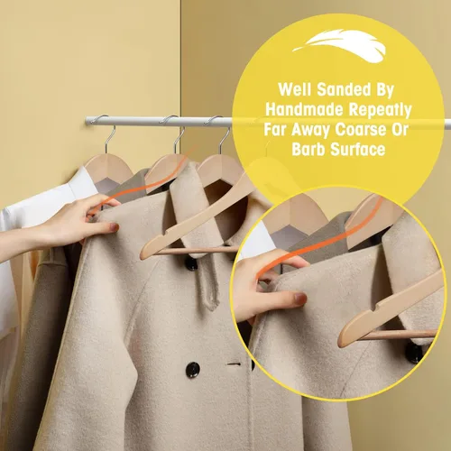 Miniatura 3 de Perchas de madera para ropa, perchas delgadas de madera para armario, colgador con acabado extra suave, perchas para camisa, traje, vestido, paquete